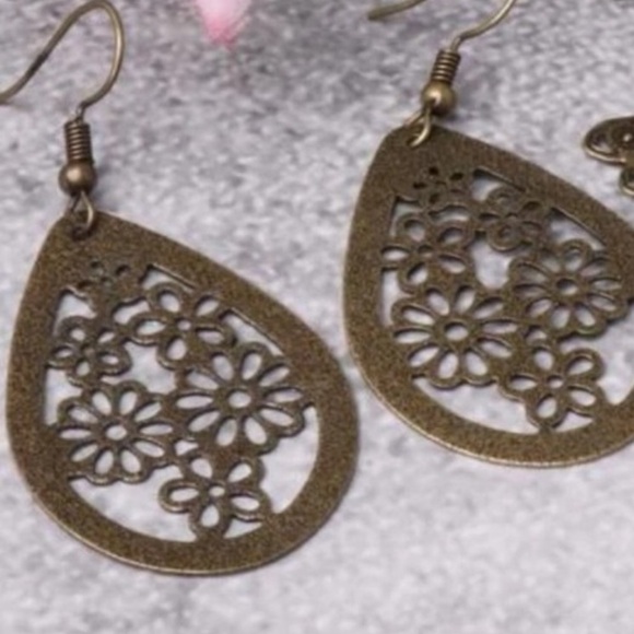Boho Bronzed Drop Earrings - Picture 1 of 3
